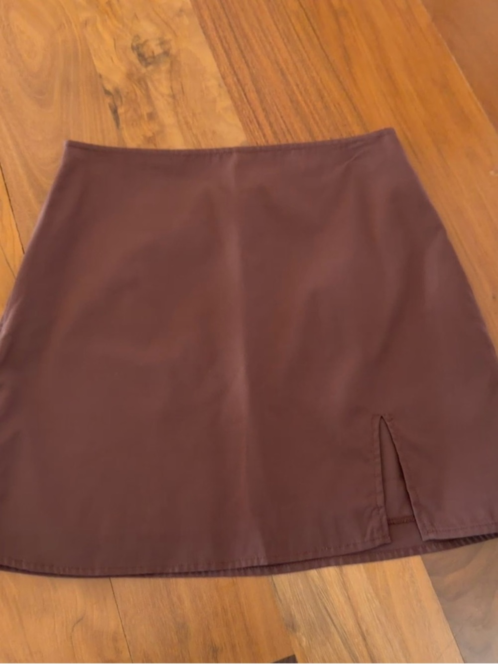 Mini Skirt in Dark Brown with Front Slit